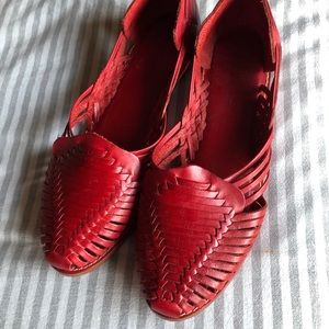 • Red Leather Huaraches •